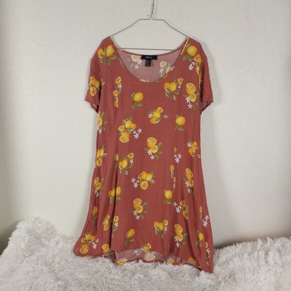 Forever 21 1X Summer Lemon Print Midi Dress - Picture 1 of 5